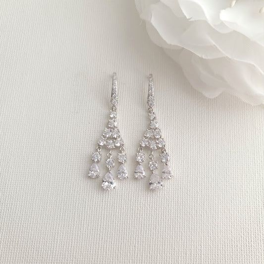 Small Dangle Chandelier Earrings | Petite Crystal Wedding & Guest Jewelry - Ciara