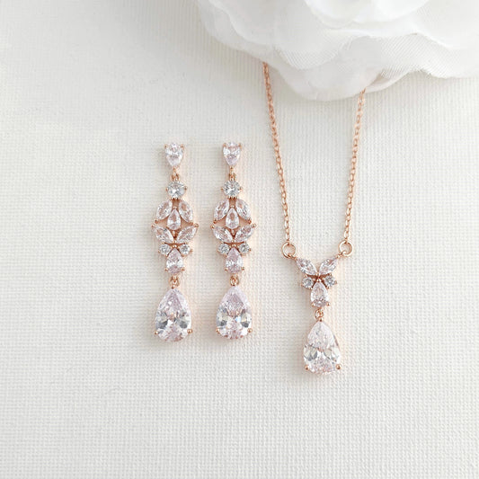 Ensemble de bijoux de mariage en or rose pour Brides-Anne