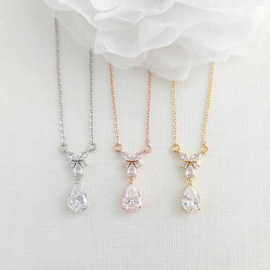 Teardrop Marquise Pendant Necklace for Wedding and Occasions-Anne