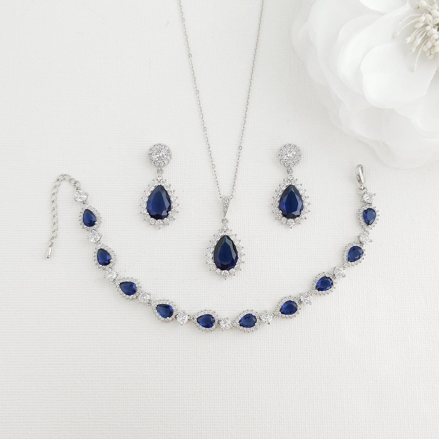Sapphire Blue Cubic Zirconia Jewelry Set-AOI