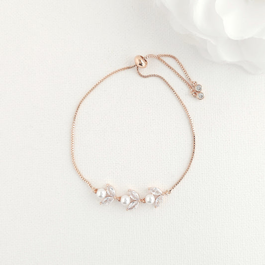 Dainty Rose Gold Bracelet for Brides and Bridesmaids-Leila