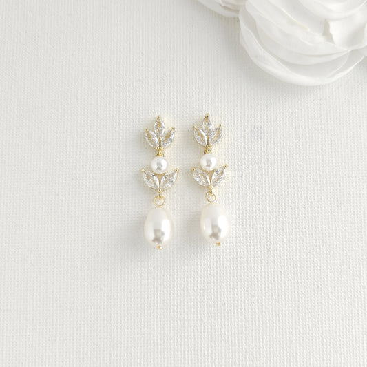 Wedding Pearl Earrings-Leila