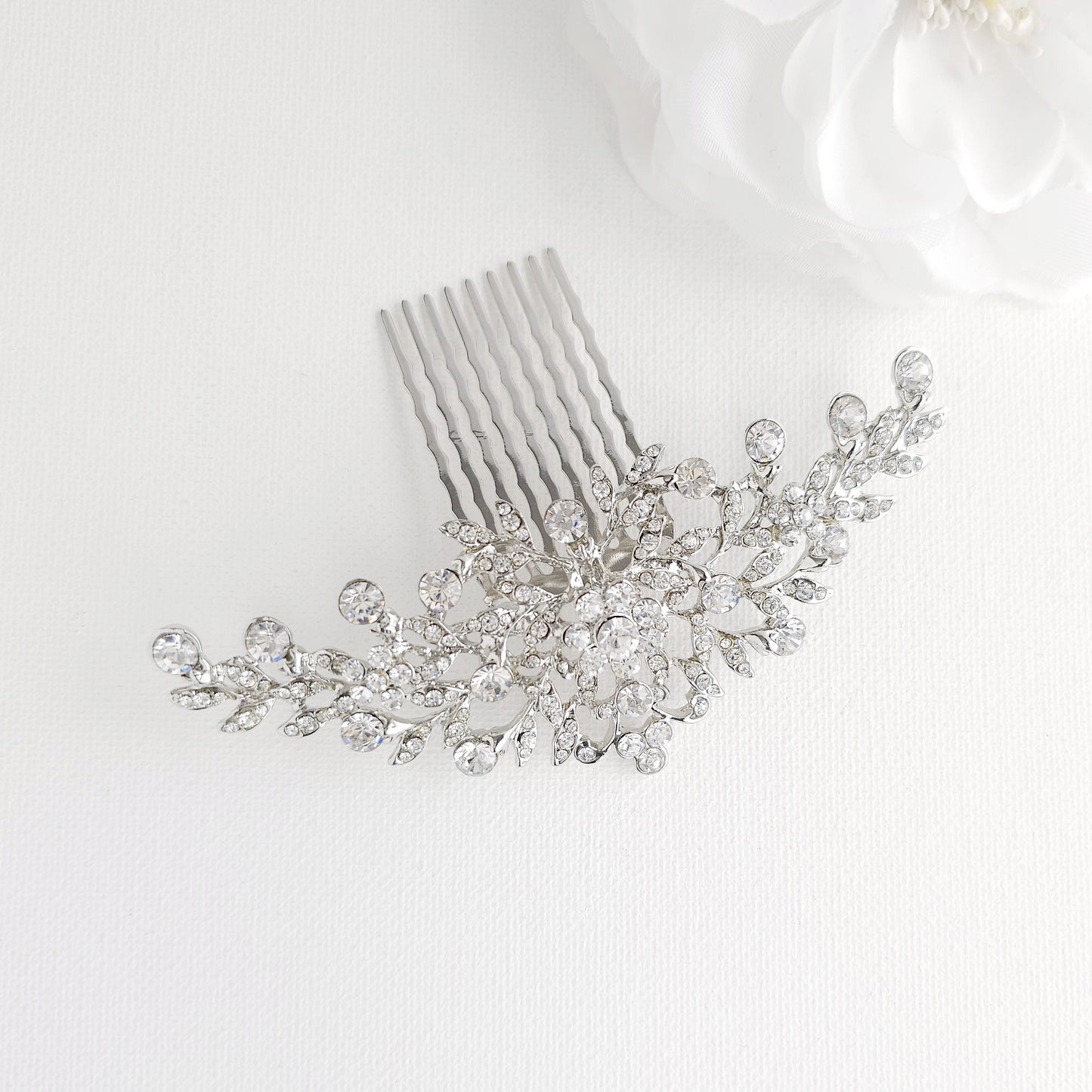 Sparkling Floral & Leaf Crystal Bridal Hair Comb | Gold, Rose Gold & Silver - Kelly