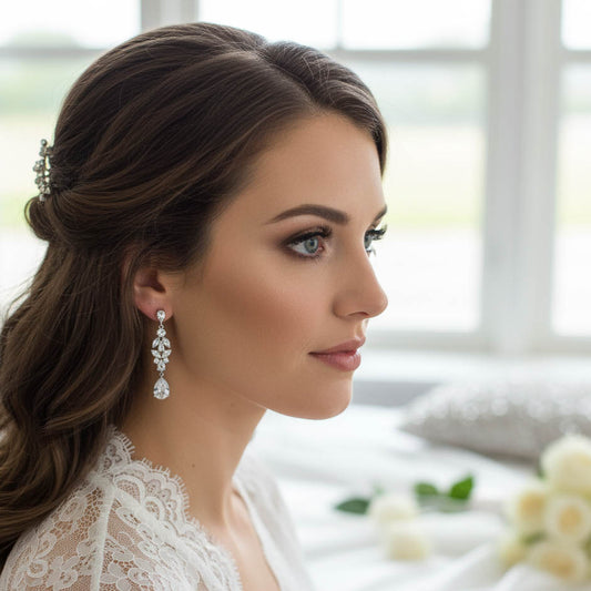 Elegant Earrings in Gold for Brides-Anne