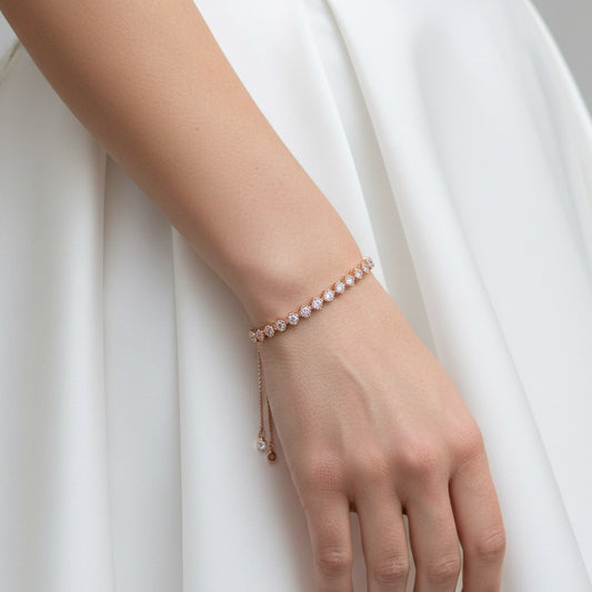 Rose Gold Sliding Bracelet for Brides-Celia