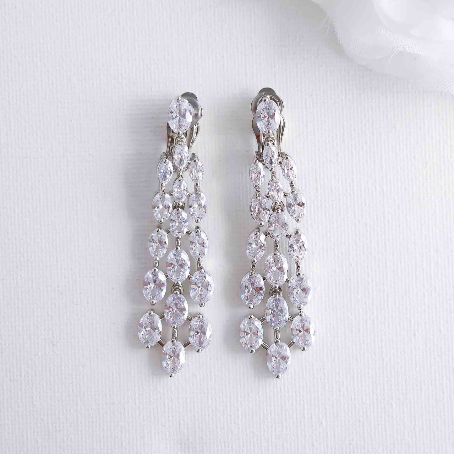 Clip On Chandelier Earrings for Weddings & Events-Myra