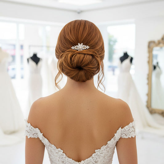 Dainty Rose Gold Wedding Comb | Sparkling Cubic Zirconia Flower Hair Piece for Veil - Daisy