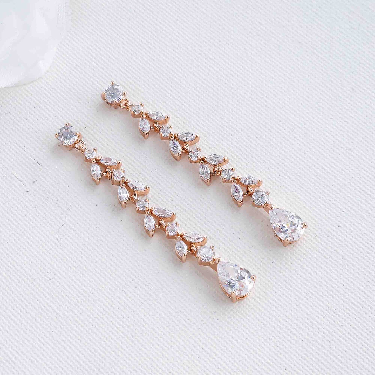 Delicate Gold Dangle Earrings for Wedding-Miranda