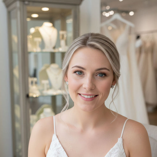 Small Rose Gold Flower Stud Earrings for Brides and Bridesmaids-Trisha