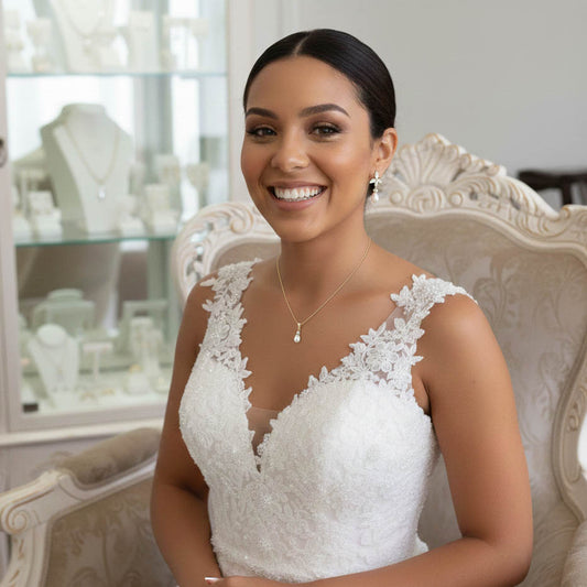 Rose Gold Pearl Jewelry Set: Modern Classic in Blush & Ivory for Brides & Bridesmaids- Flora