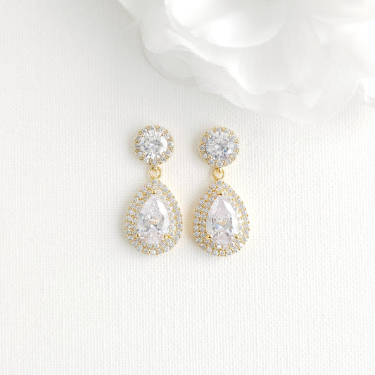 Gold Vintage-Inspired Teardrop Earrings | Statement Double Halo Drop - Grace