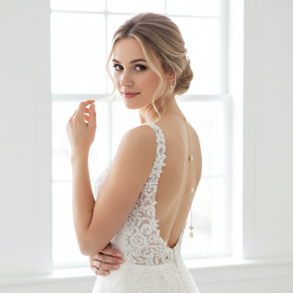 Leaf & Pearl Detachable Backdrop Necklace-Leila