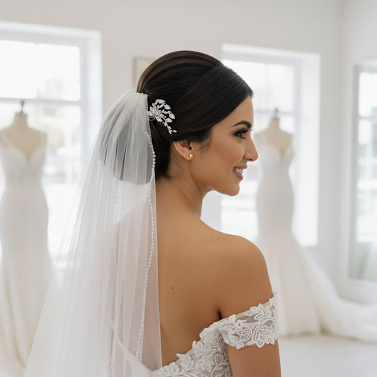 Small Flower Rose Gold Bridal Hair Comb -Kika