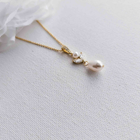 Collier pendentif goutte en or 14 carats (1,5 pouces) pour cadeau de mariées et de demoiselles d'honneur-Hayley