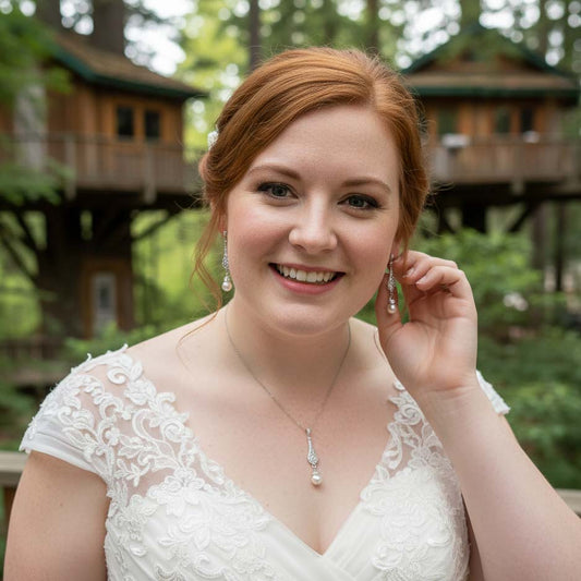 Vintage Necklace Earring Set in Rose Gold- Lisa