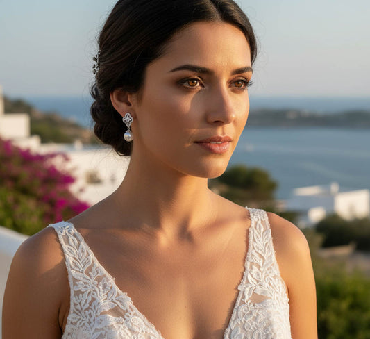 Elegant Crystal & Pearl Drop Earrings | Wedding & Special Occasion Jewelry - Linda