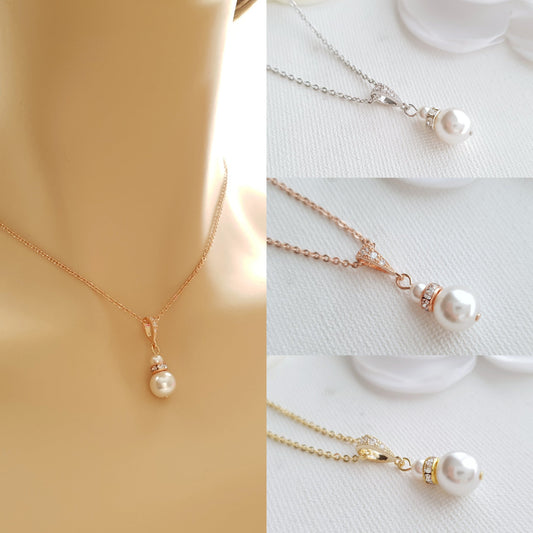 Pearl Jewelry Set in Gold for Brides and Bridesmaids-AVA
