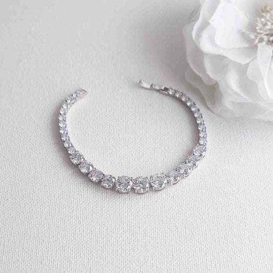 Silver Graduated Tennis Bracelet - Nora