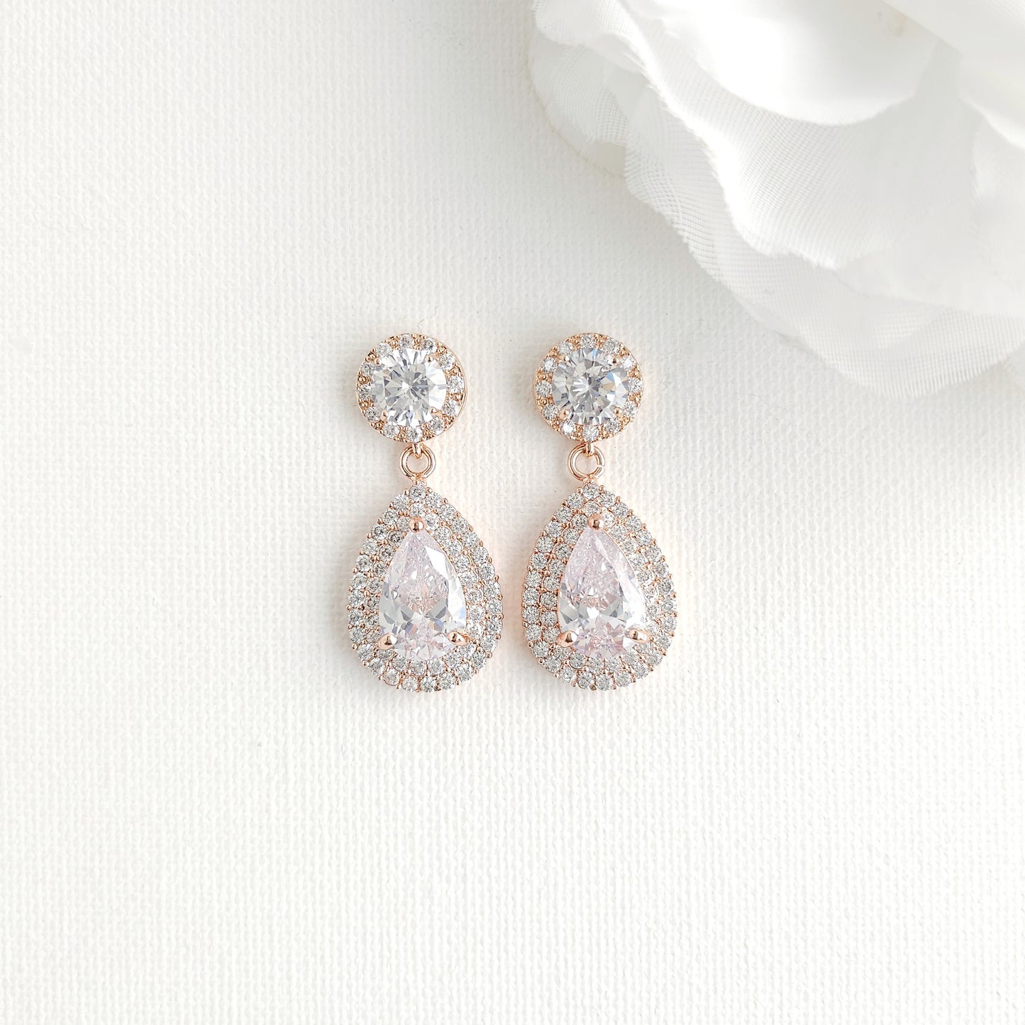 Gold Vintage-Inspired Teardrop Earrings | Statement Double Halo Drop - Grace