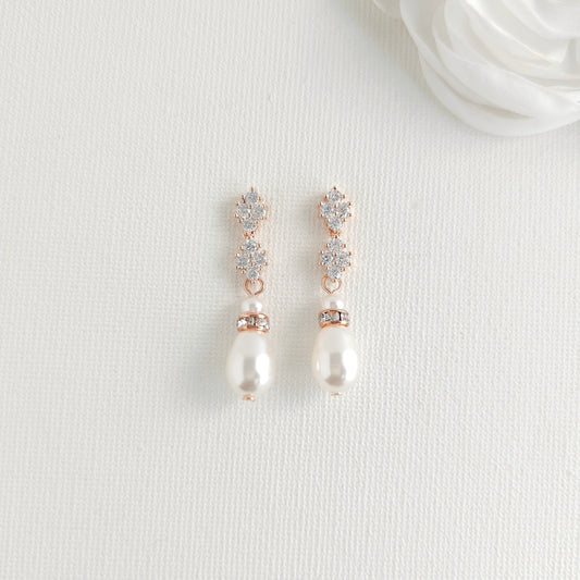 Boucles d'oreilles mariée en or clair pour mariage-Anya