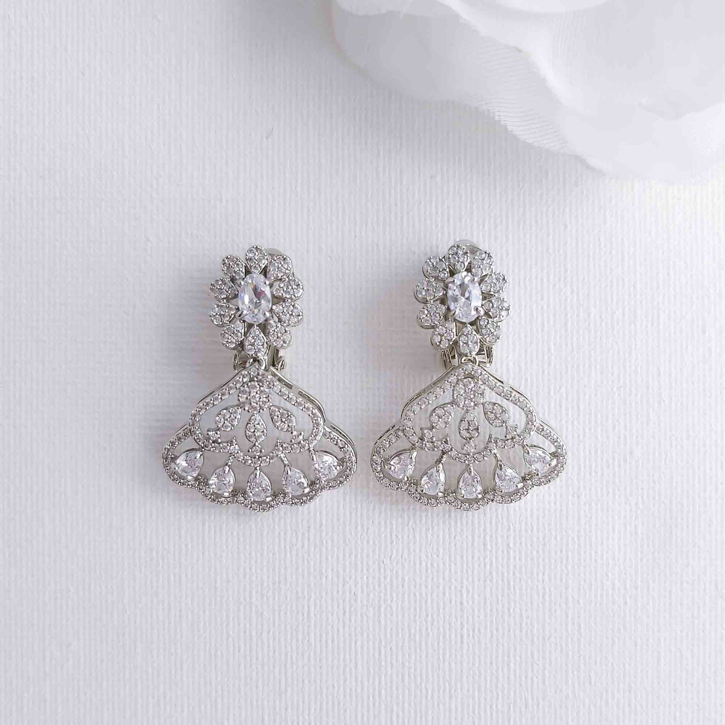 Non-pierced Wedding Clip-On Earrings: Vintage Style and All-Day Comfort- Litvik