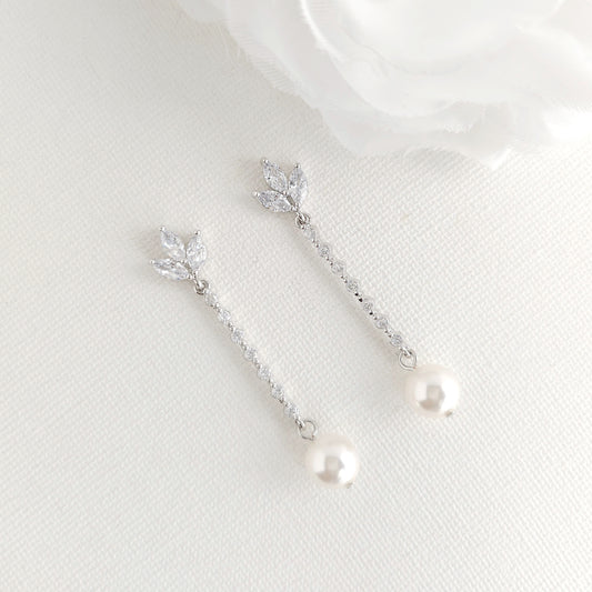 Long Pearl Drop Earrings and Necklace Set- Jodi