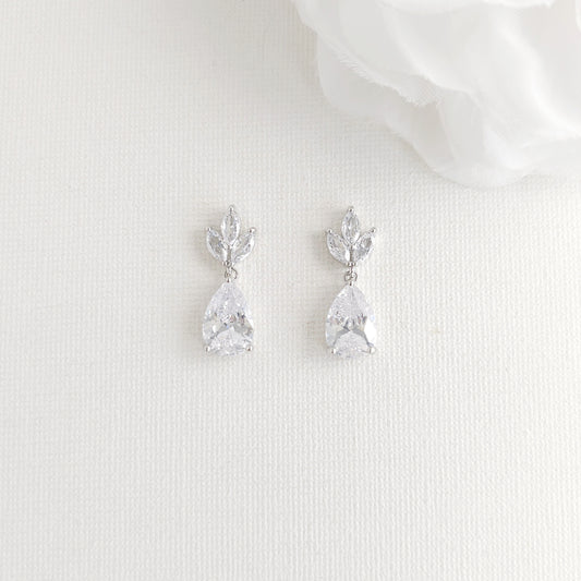 Boucles d'oreilles mariée en or clair pour mariage-Anya