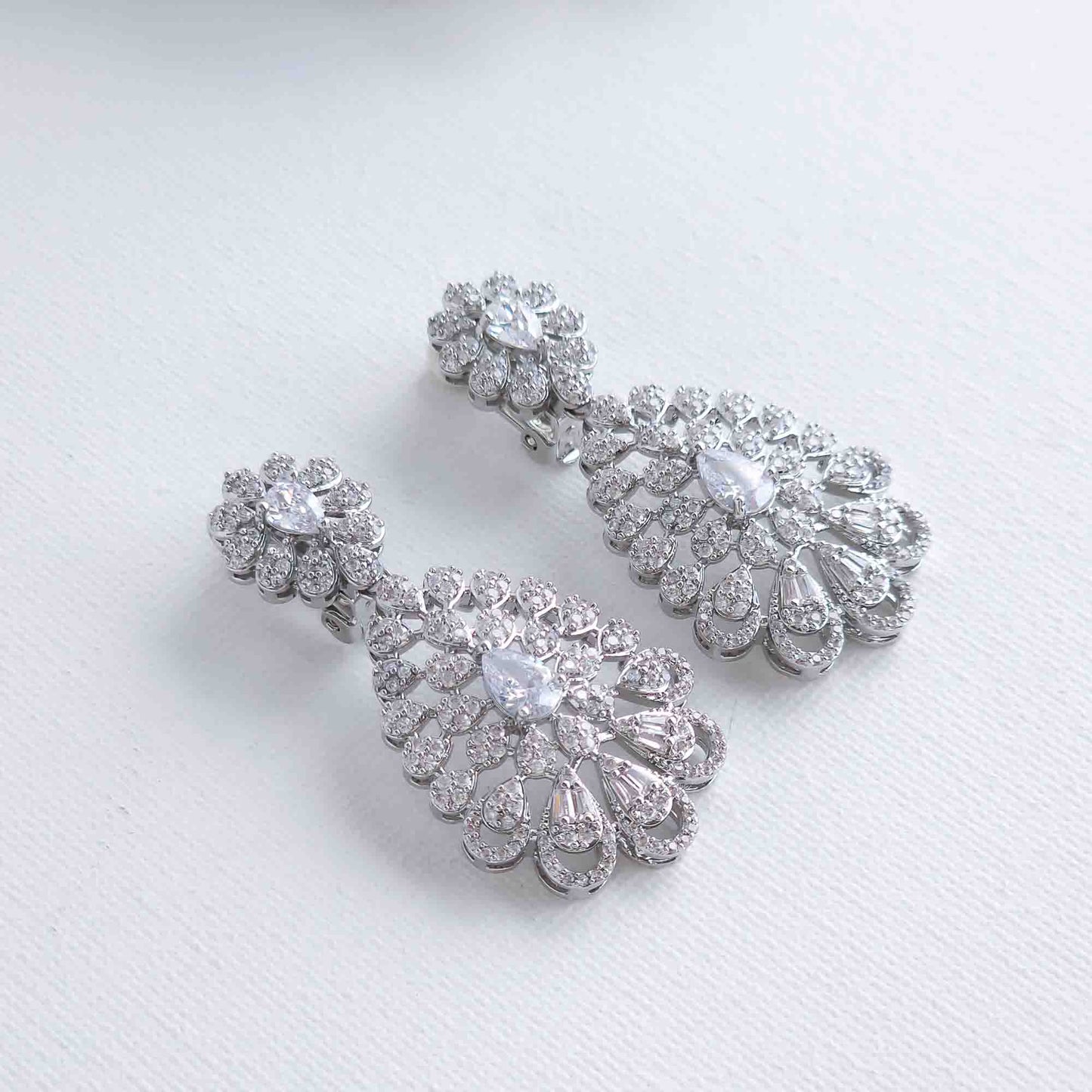 Statement Clip on Earrings for Weddings, Prom and Occasions-Sienna