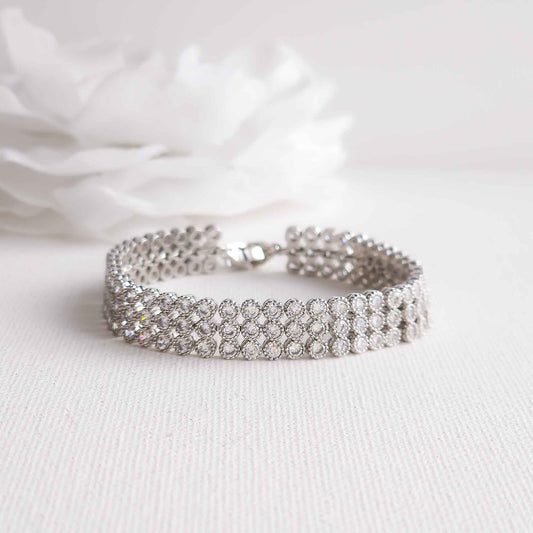 Layered CZ Bracelet and Earrings Set-Teri