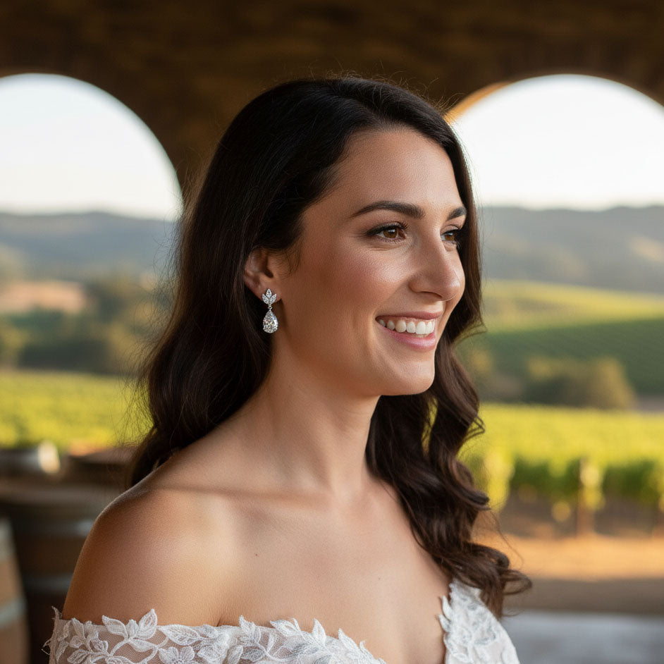 Rose Gold Drop Earrings for Brides| Dainty, Blush Tone Jewelry for Women – Vera