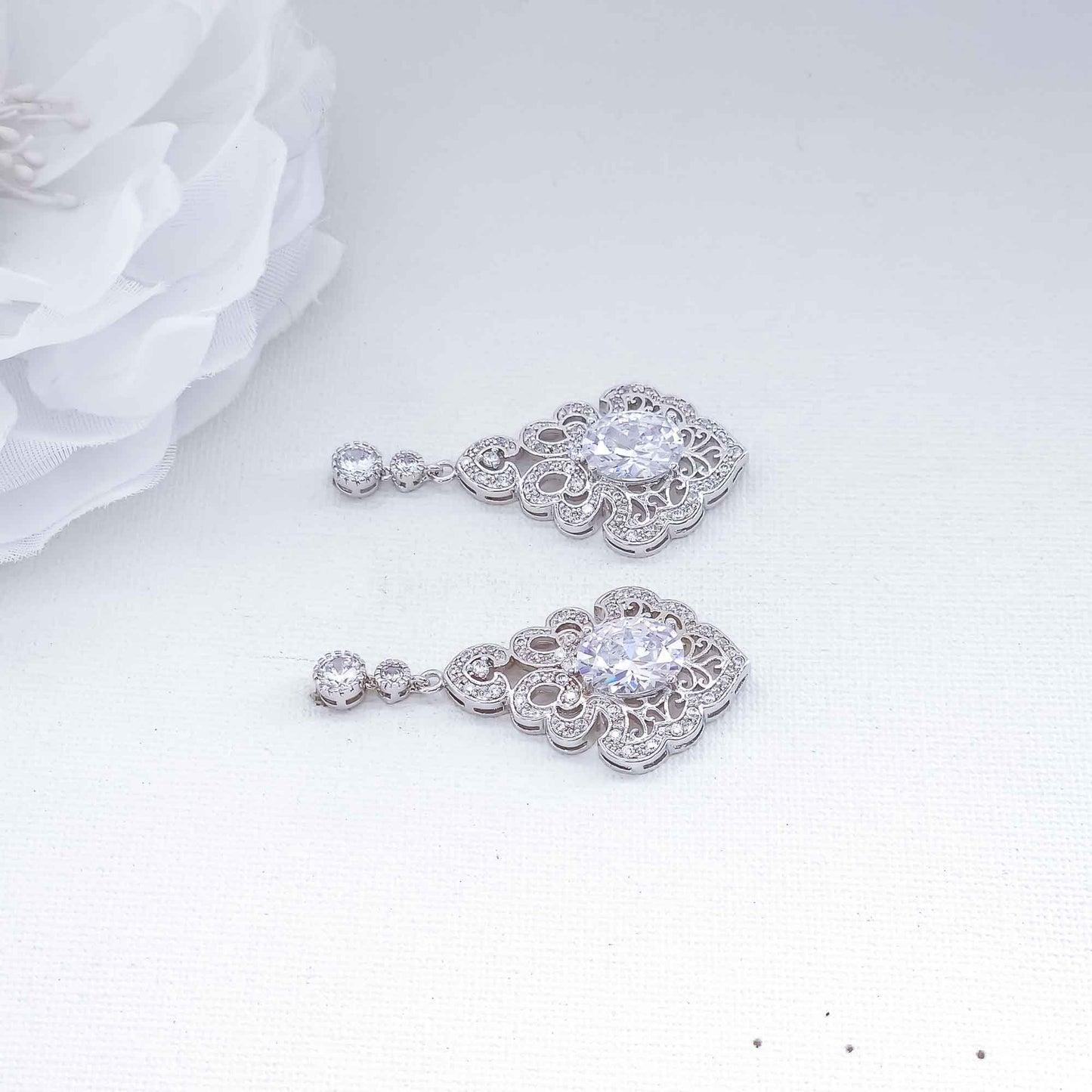 Vintage-Inspired Chandelier Cubic Zirconia Earrings for Brides & Special Events - Eloise