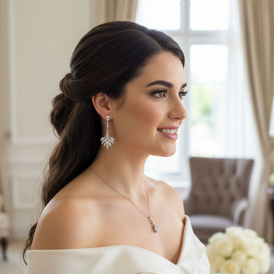 Gold Chandelier Drop Earrings for Weddings and Reception-Yana