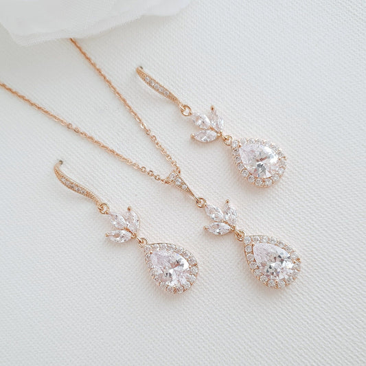 14K Yellow Gold Necklace and Earrings Set for Brides-Lotus - PoetryDesigns