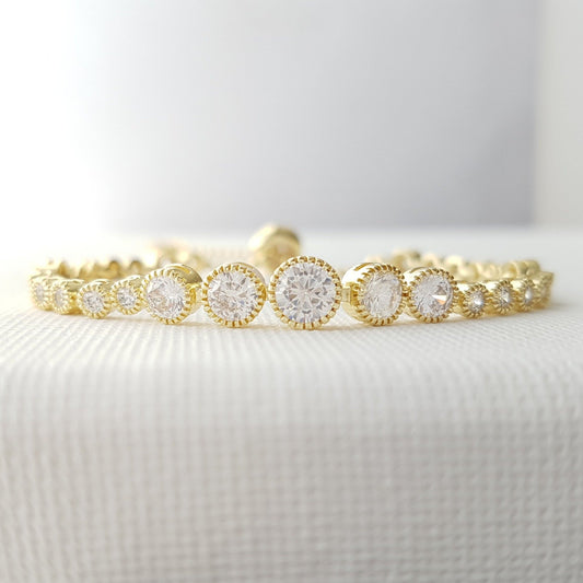 Round Crystal Bridal Bracelet- Zara