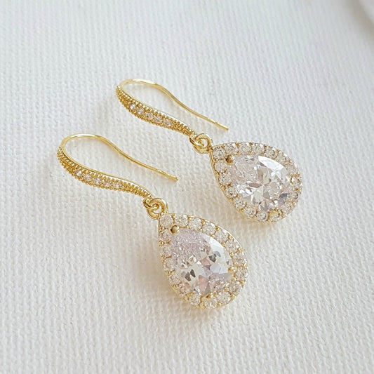 Gold Dangle Earrings-Emma - PoetryDesigns