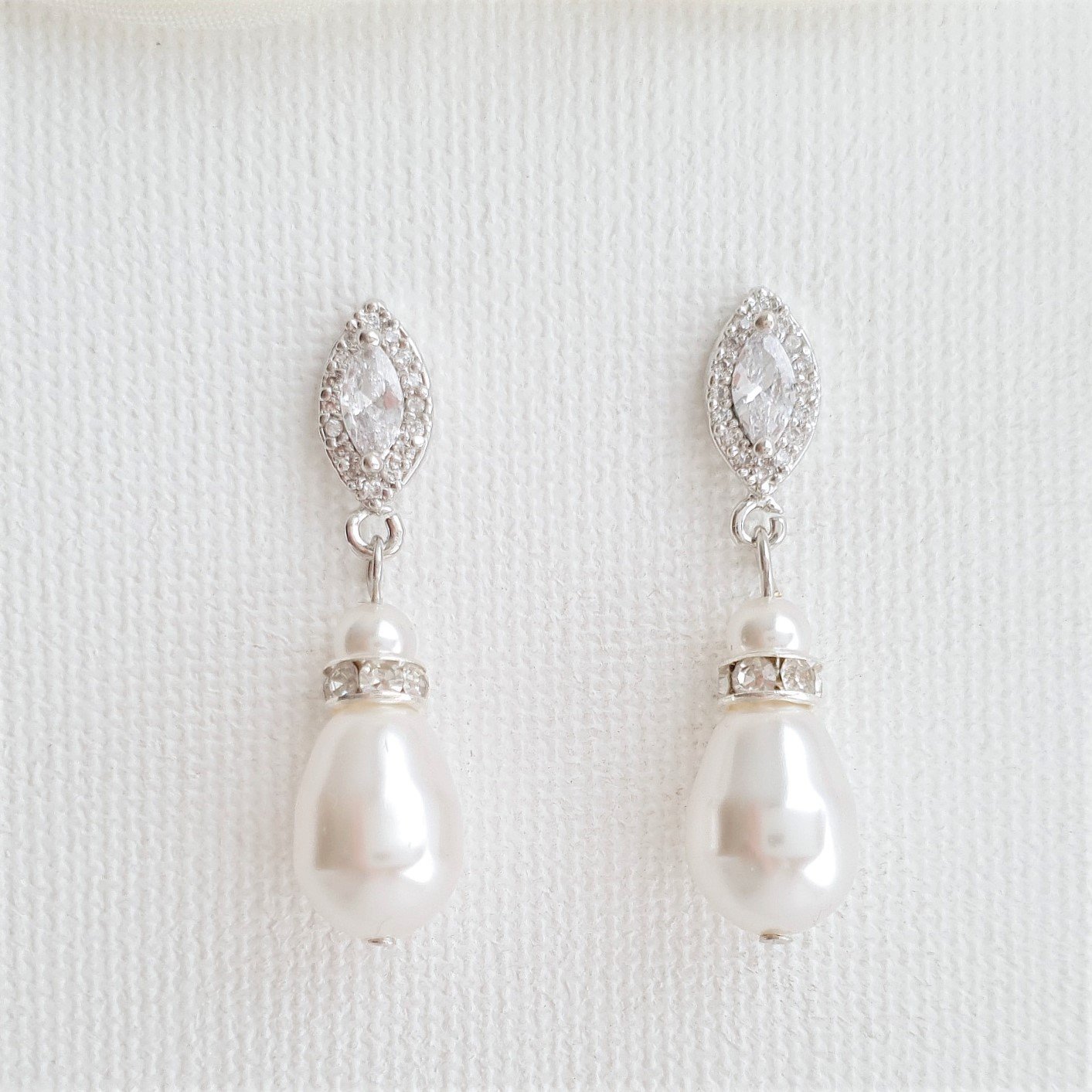 Teardrop Pearl Earrings for Weddings,Choose Pearl Color Cream or