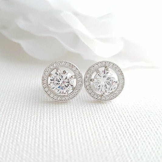 Round Stud Earrings Silver- Denise - PoetryDesigns