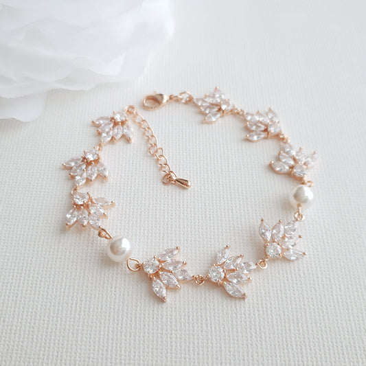 Pearl & Rose Gold Bracelet for Wedding-Rosa