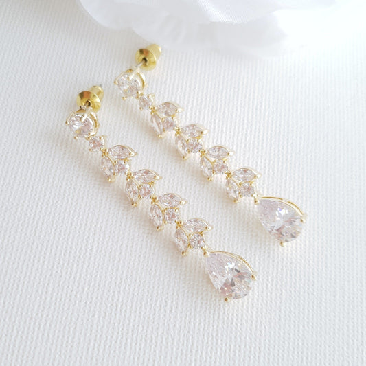 14K Gold Marquise CZ Crystal Earrings- Poetry Designs