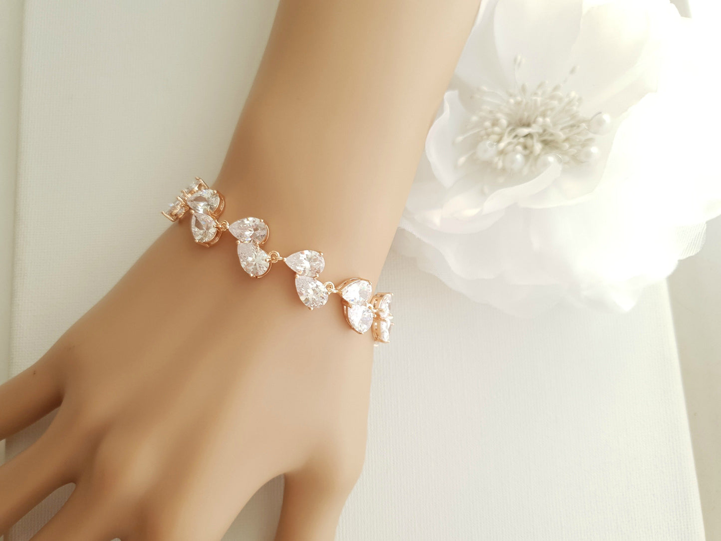 Cubic Zirconia Teardrop Bracelets- Clara - PoetryDesigns