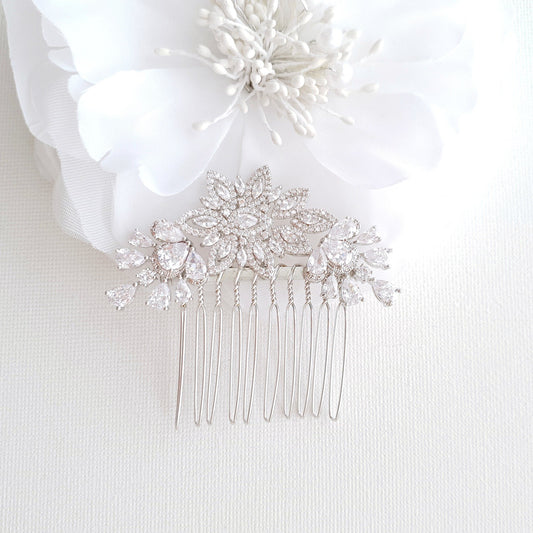 Rose Gold Diamante Hair Comb-Lara - PoetryDesigns