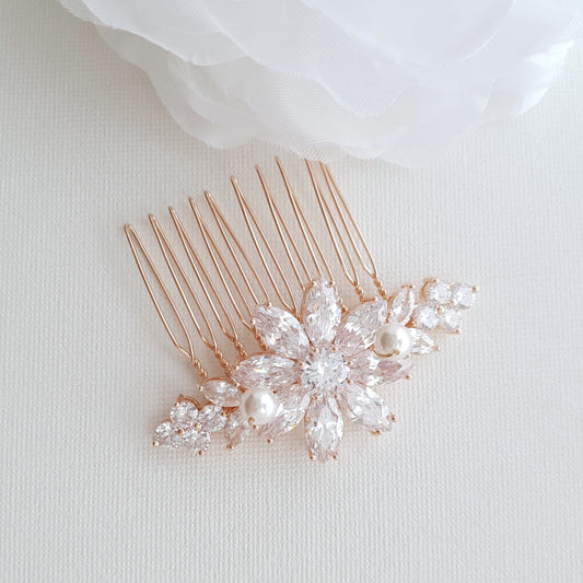 Rose Gold Hair Comb in Flower Design-Daisy - PoetryDesigns