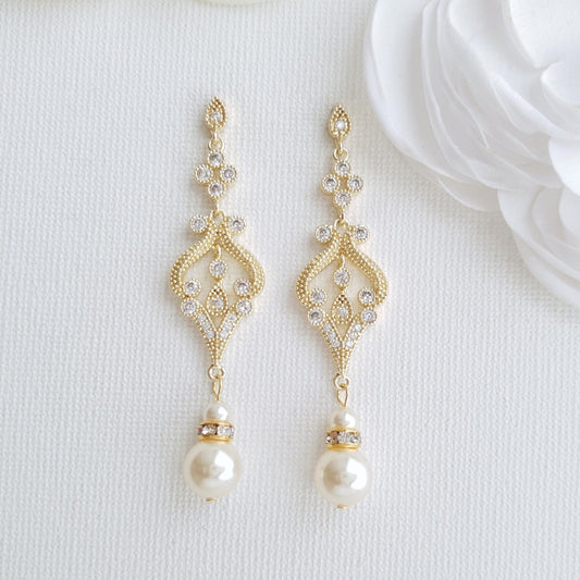 Vintage Gold Earrings-Elizabeth - PoetryDesigns