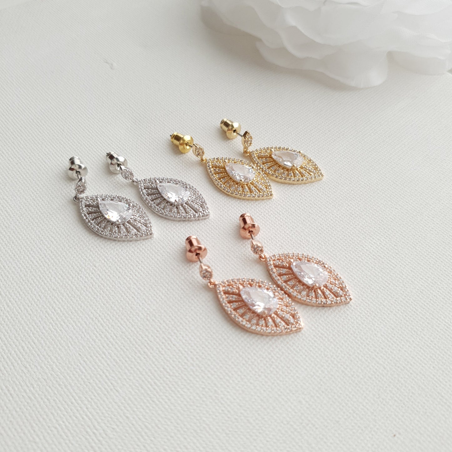 Rose Gold Short Drop Earrings-Zoey - PoetryDesigns