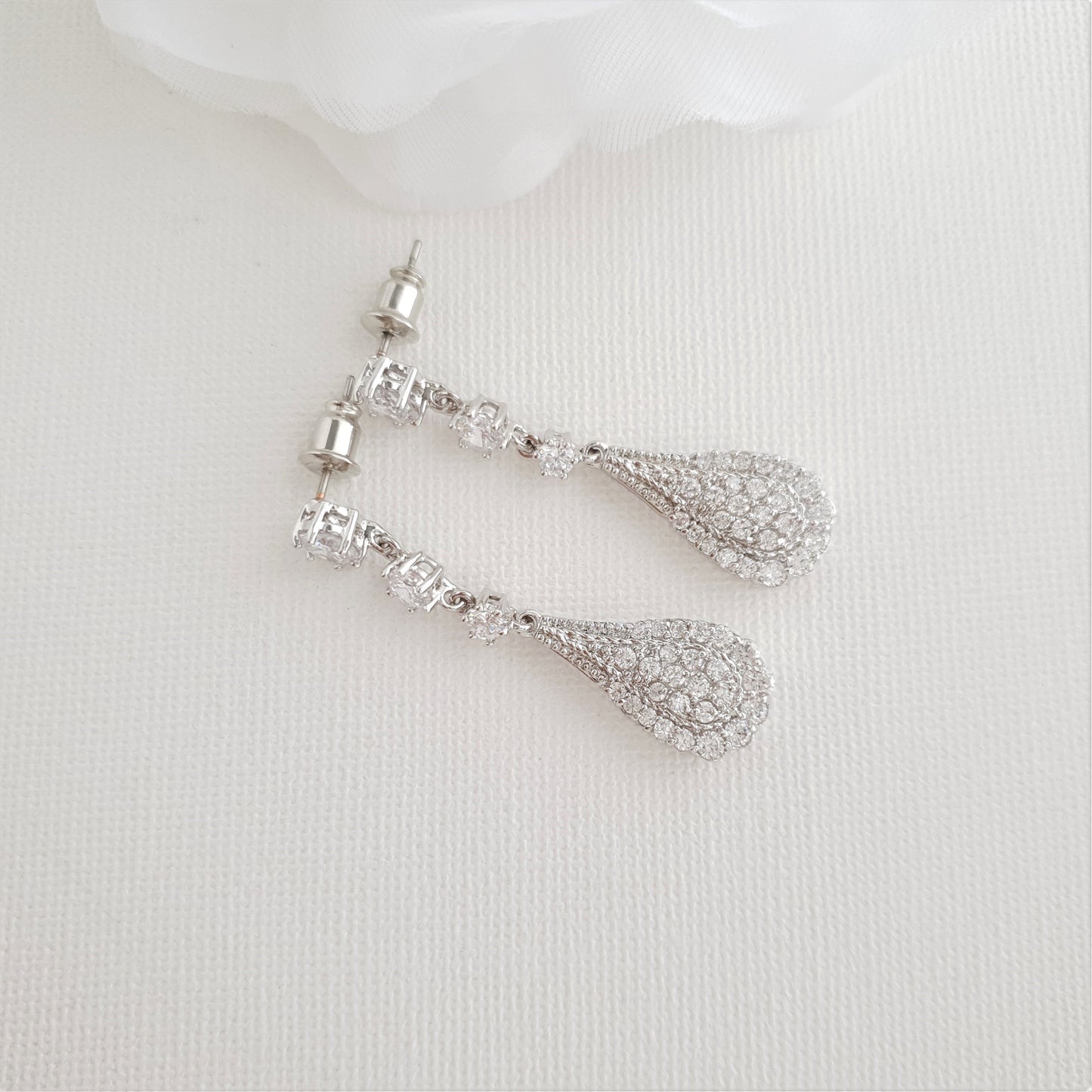 Pear Shaped Drop Earrings for Brides-Chloe - PoetryDesigns