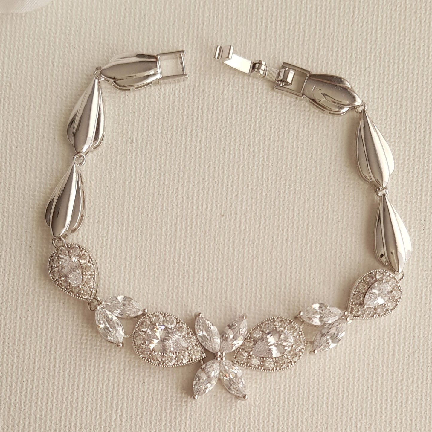 Flower & Teardrop Bridal Bracelet-Anemone - PoetryDesigns