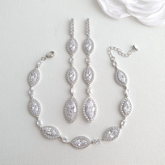 Jewelry Set with Long Drop Earrings and Bracelet- Harriet