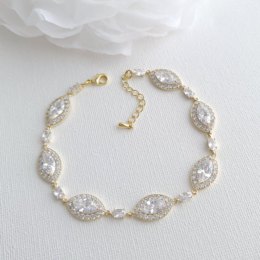 Cubic Zirconia Wedding Bracelet in Silver-Harriet