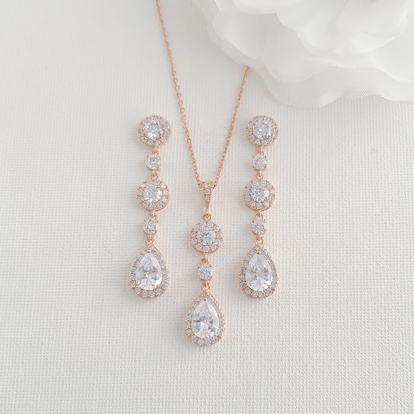 Jewelry Set of Gold Earrings Necklace Bracelet for Your Wedding Day-Reagan