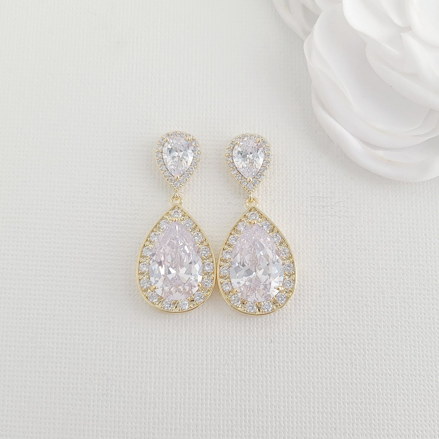 Gold Earrings for Brides and Wedding Party-Evelyn